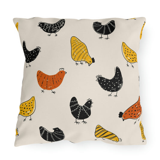 Chicken Lovers Pillow Cover and Form for Outdoor Living, Firepit Seating, Porch Swings
