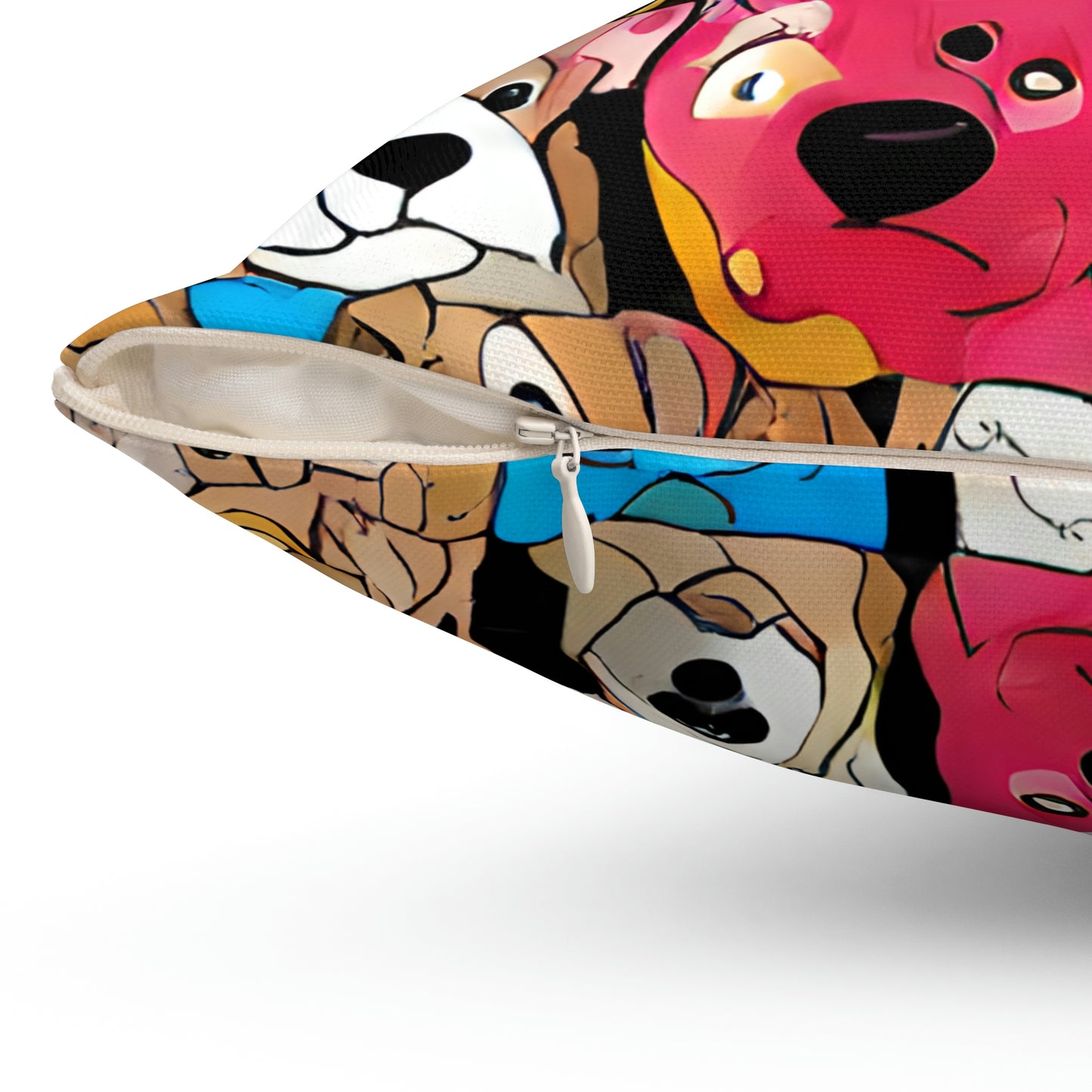 Dog Lovers Cartoon Style Pillow & Cover, Fun, Bright, Happy Home Decor, Room Accent, Indoor Pillow, Artistic, Charming Addition Living Space