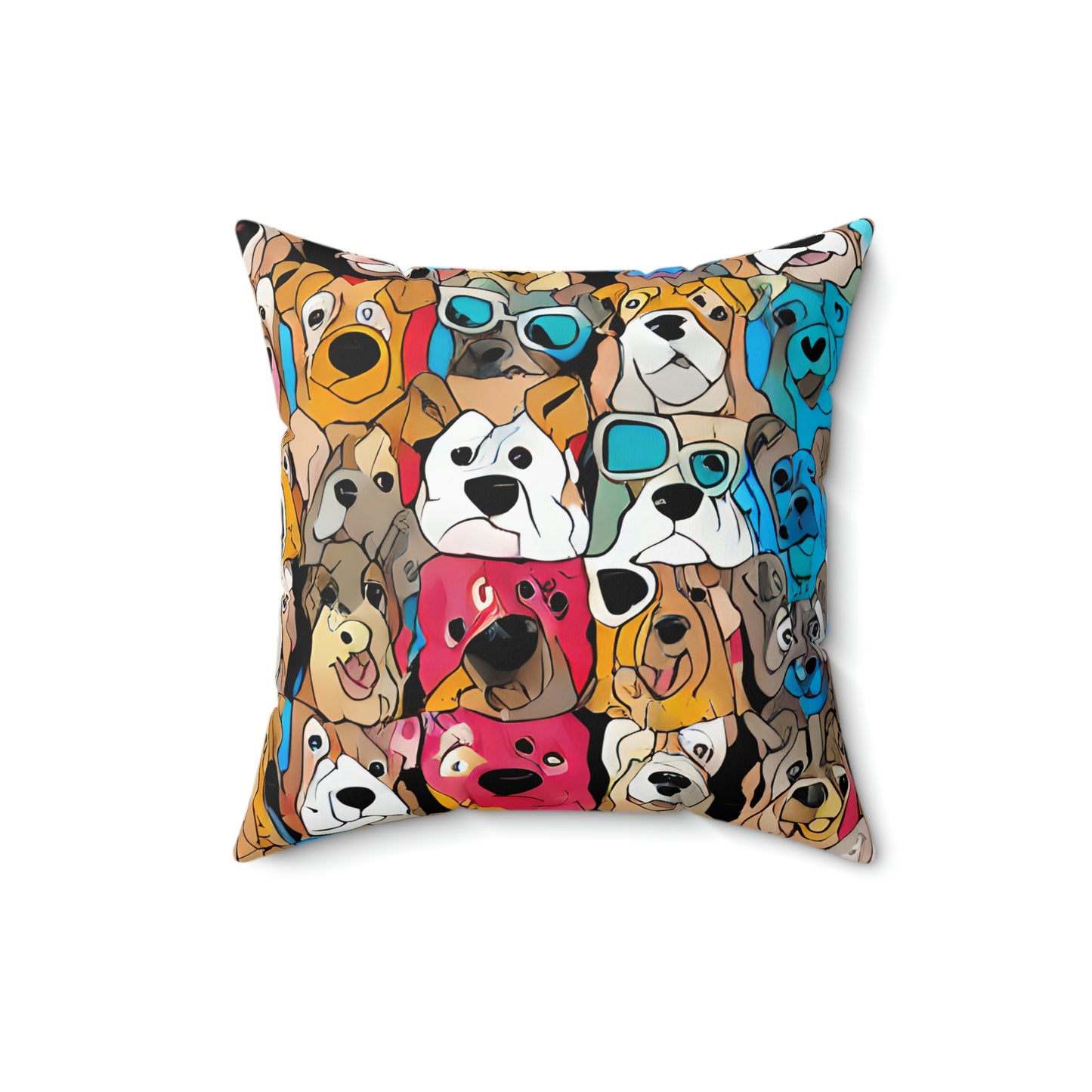 Dog Lovers Cartoon Style Pillow & Cover, Fun, Bright, Happy Home Decor, Room Accent, Indoor Pillow, Artistic, Charming Addition Living Space