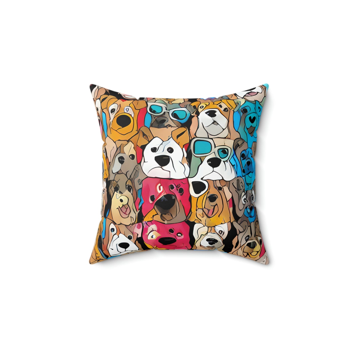 Dog Lovers Cartoon Style Pillow & Cover, Fun, Bright, Happy Home Decor, Room Accent, Indoor Pillow, Artistic, Charming Addition Living Space