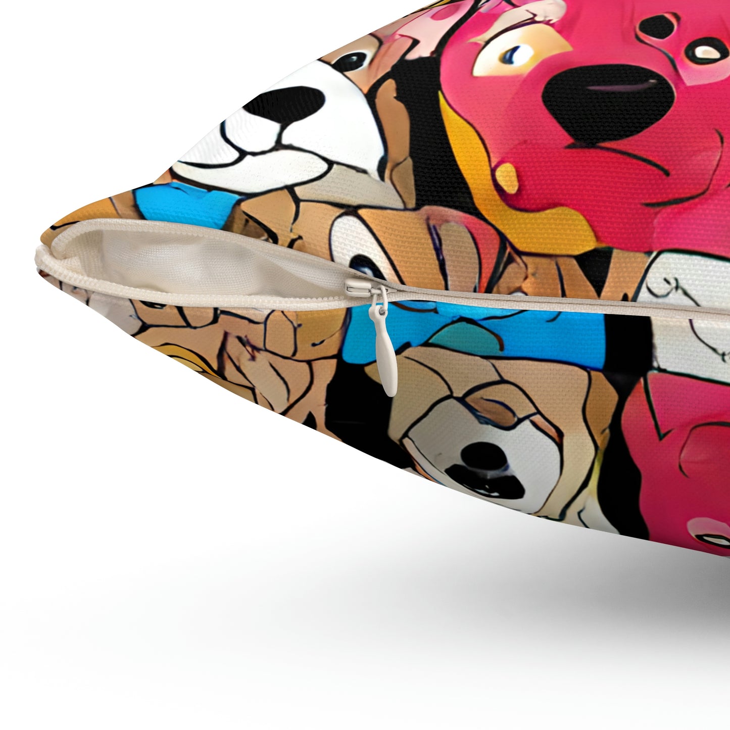 Dog Lovers Cartoon Style Pillow & Cover, Fun, Bright, Happy Home Decor, Room Accent, Indoor Pillow, Artistic, Charming Addition Living Space