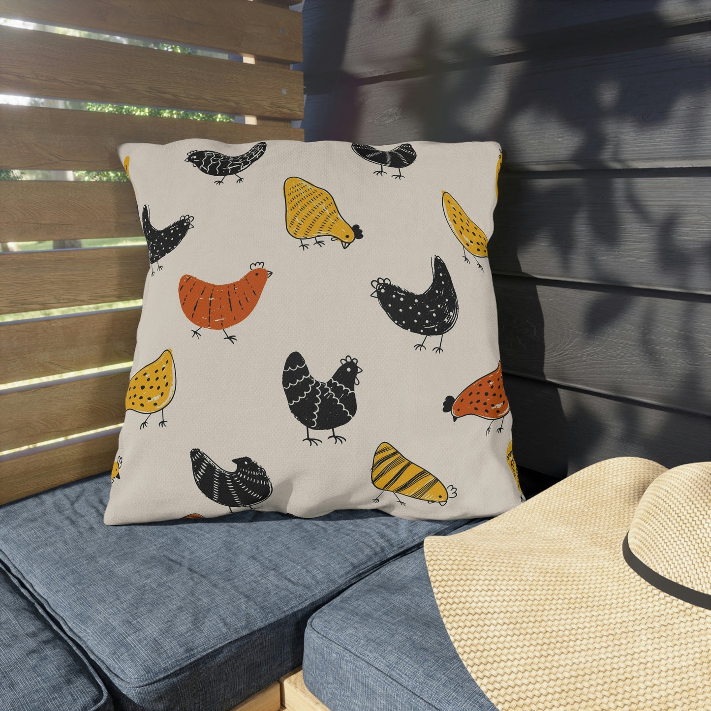 Chicken Lovers Pillow Cover and Form for Outdoor Living, Firepit Seating, Porch Swings