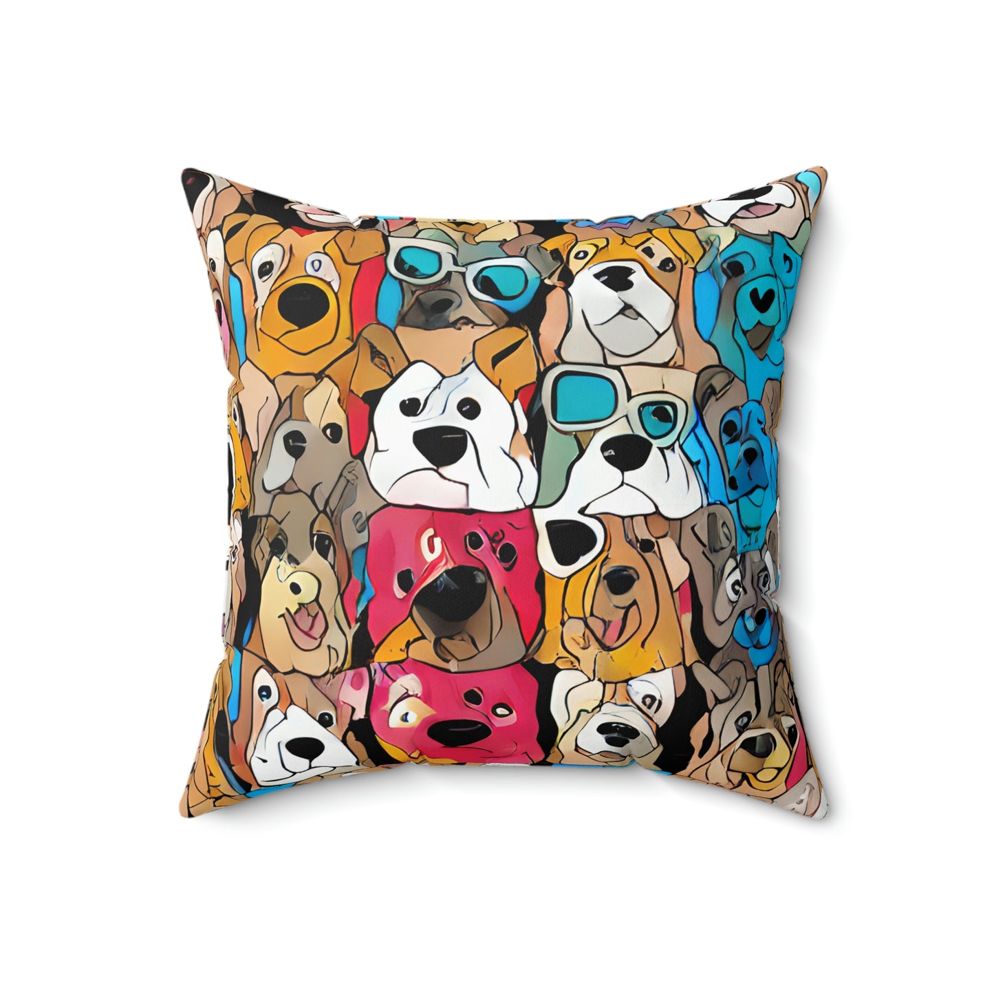 Dog Lovers Cartoon Style Pillow & Cover, Fun, Bright, Happy Home Decor, Room Accent, Indoor Pillow, Artistic, Charming Addition Living Space