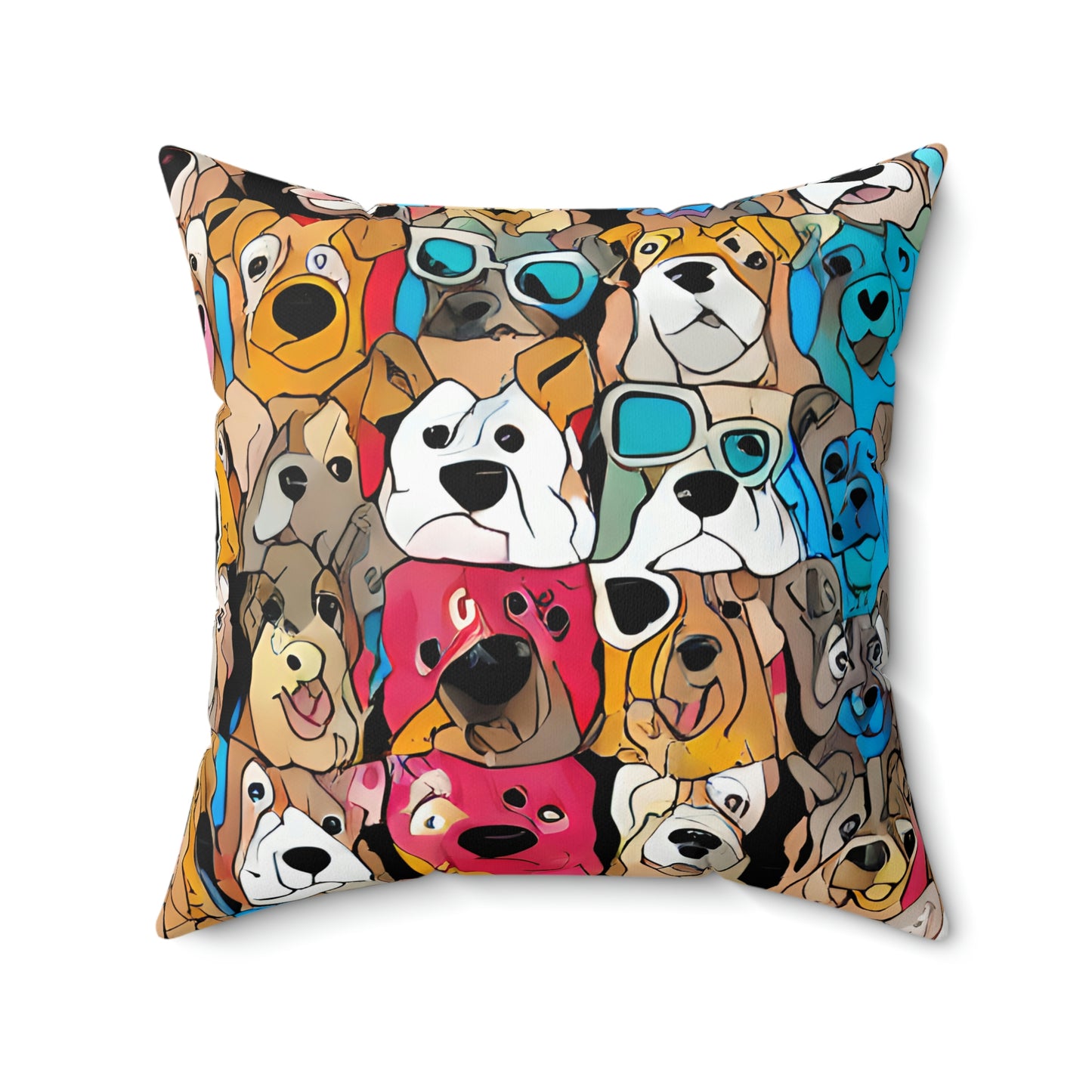Dog Lovers Cartoon Style Pillow & Cover, Fun, Bright, Happy Home Decor, Room Accent, Indoor Pillow, Artistic, Charming Addition Living Space