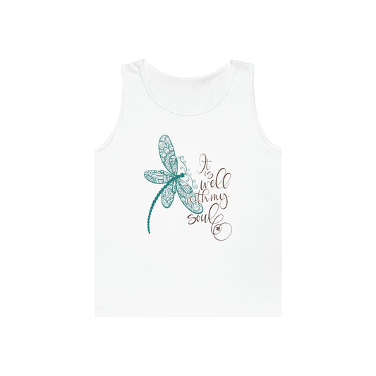 Blue Dragonfly Tank Top Summer Casual Wear Inspirational and Uplifting Sentiment for Women, Girls Lightweight, Perfect for Layering