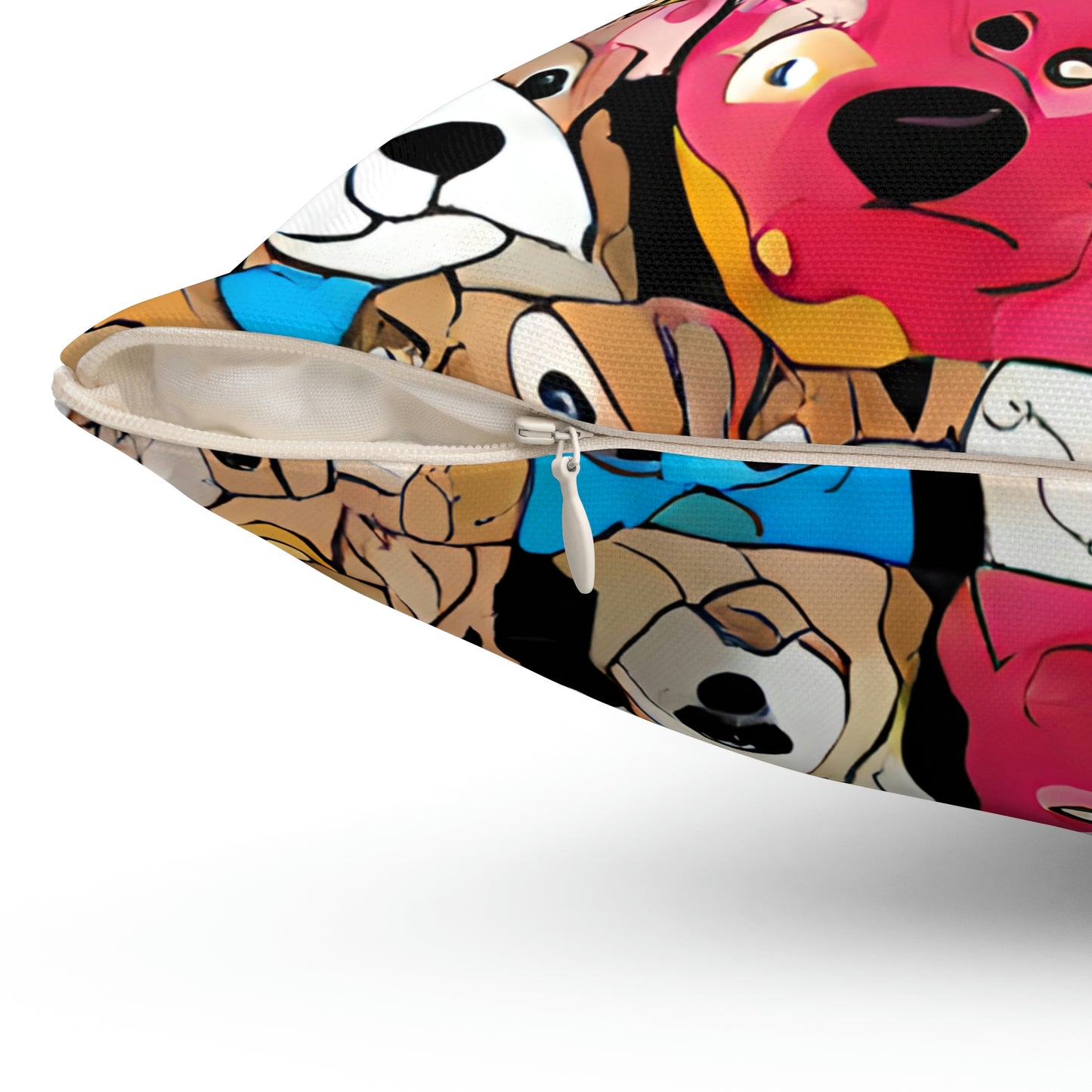 Dog Lovers Cartoon Style Pillow & Cover, Fun, Bright, Happy Home Decor, Room Accent, Indoor Pillow, Artistic, Charming Addition Living Space