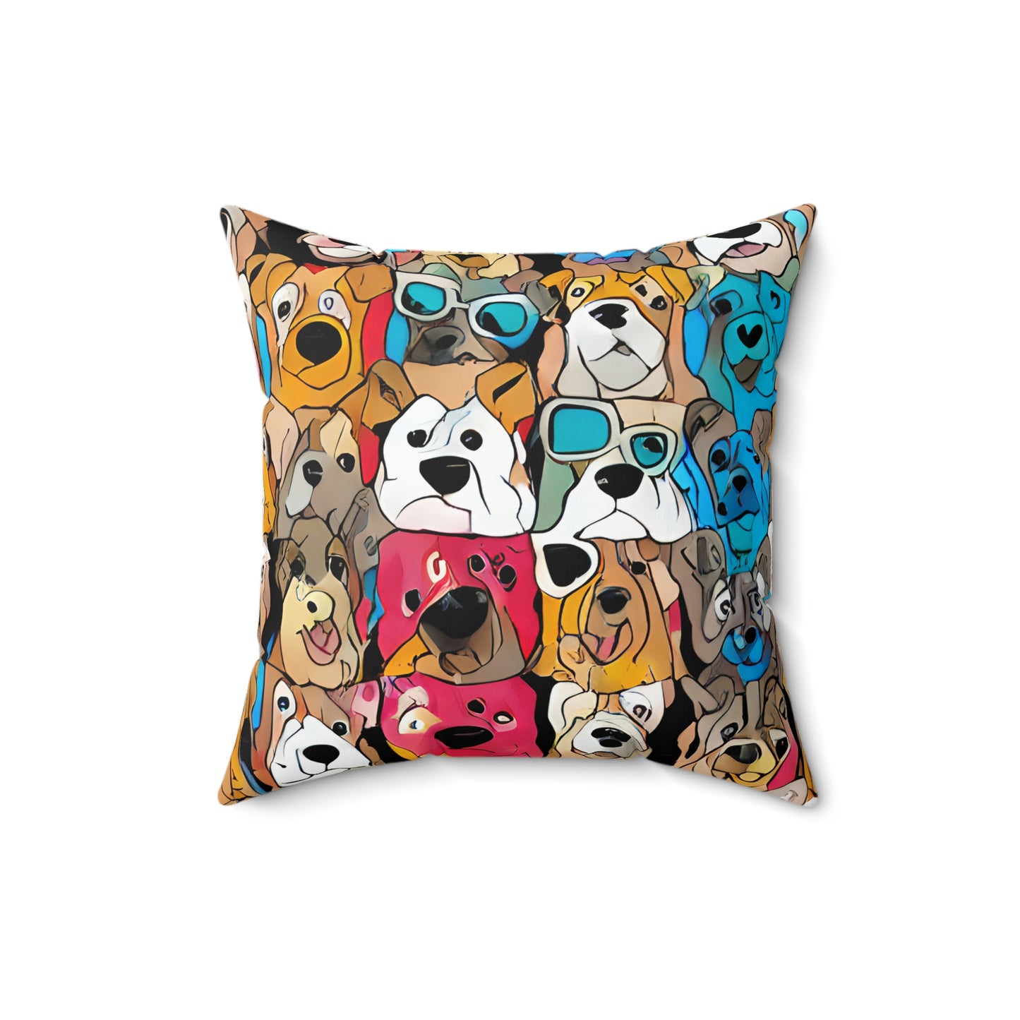 Dog Lovers Cartoon Style Pillow & Cover, Fun, Bright, Happy Home Decor, Room Accent, Indoor Pillow, Artistic, Charming Addition Living Space