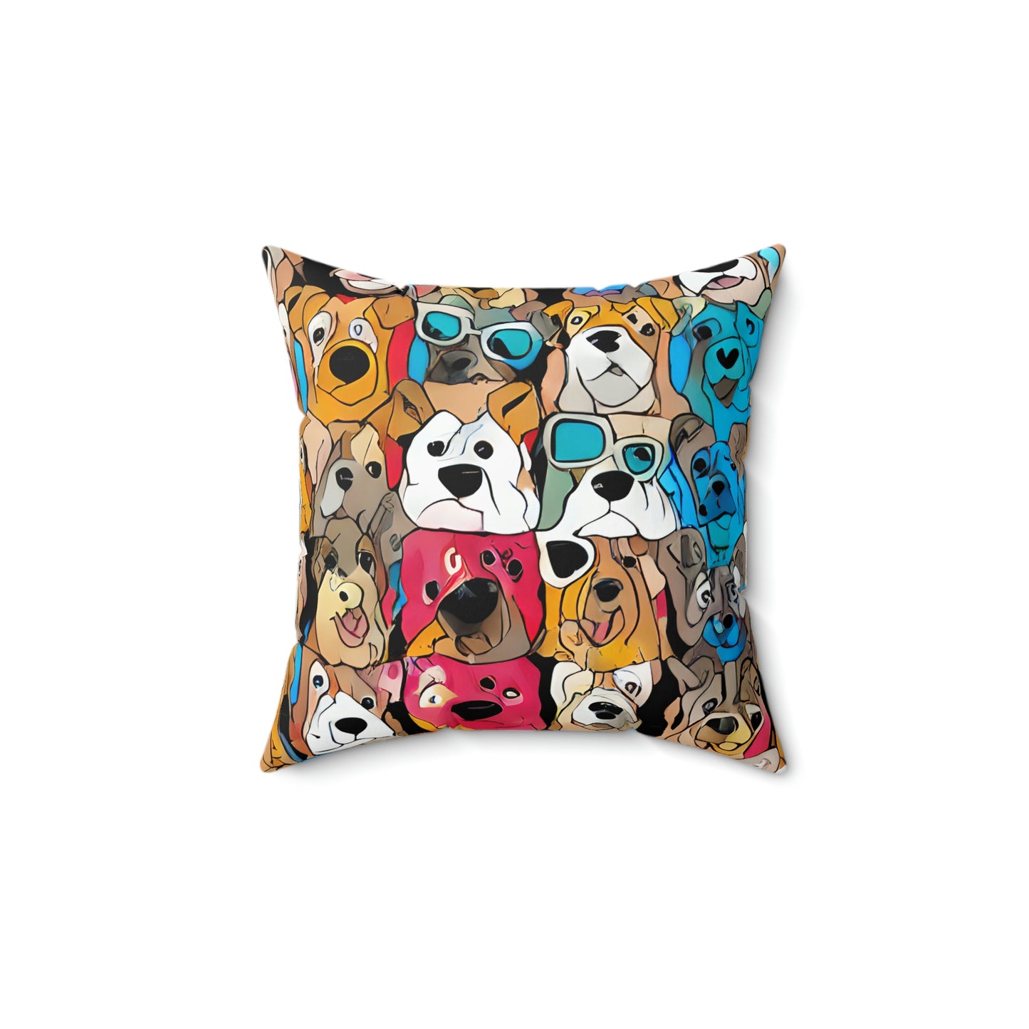 Dog Lovers Cartoon Style Pillow & Cover, Fun, Bright, Happy Home Decor, Room Accent, Indoor Pillow, Artistic, Charming Addition Living Space
