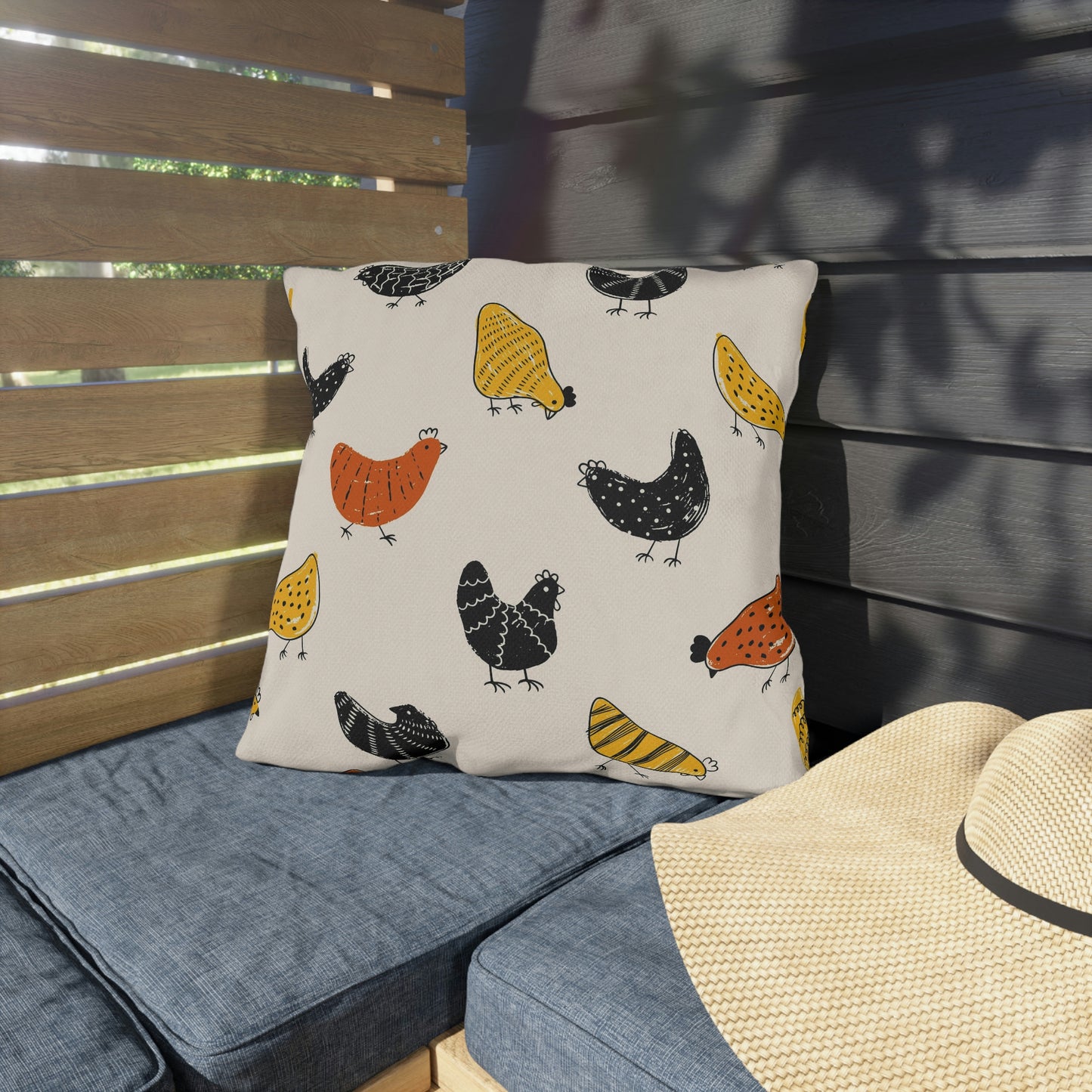 Chicken Lovers Pillow Cover and Form for Outdoor Living, Firepit Seating, Porch Swings