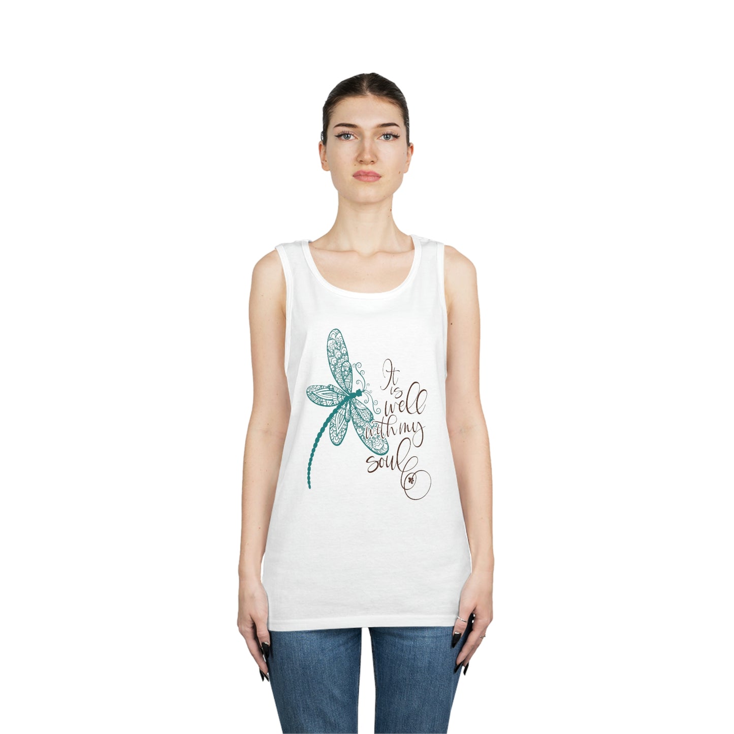 Blue Dragonfly Tank Top Summer Casual Wear Inspirational and Uplifting Sentiment for Women, Girls Lightweight, Perfect for Layering
