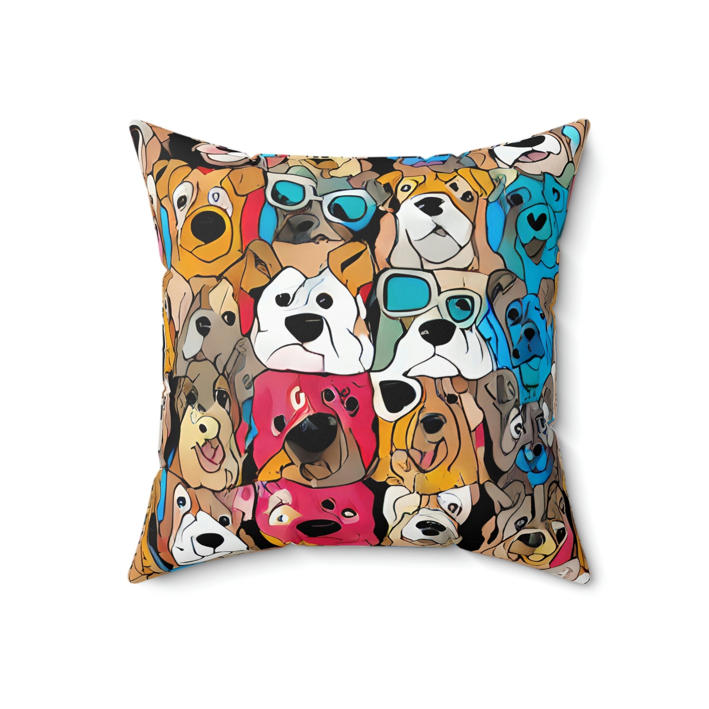 Dog Lovers Cartoon Style Pillow & Cover, Fun, Bright, Happy Home Decor, Room Accent, Indoor Pillow, Artistic, Charming Addition Living Space
