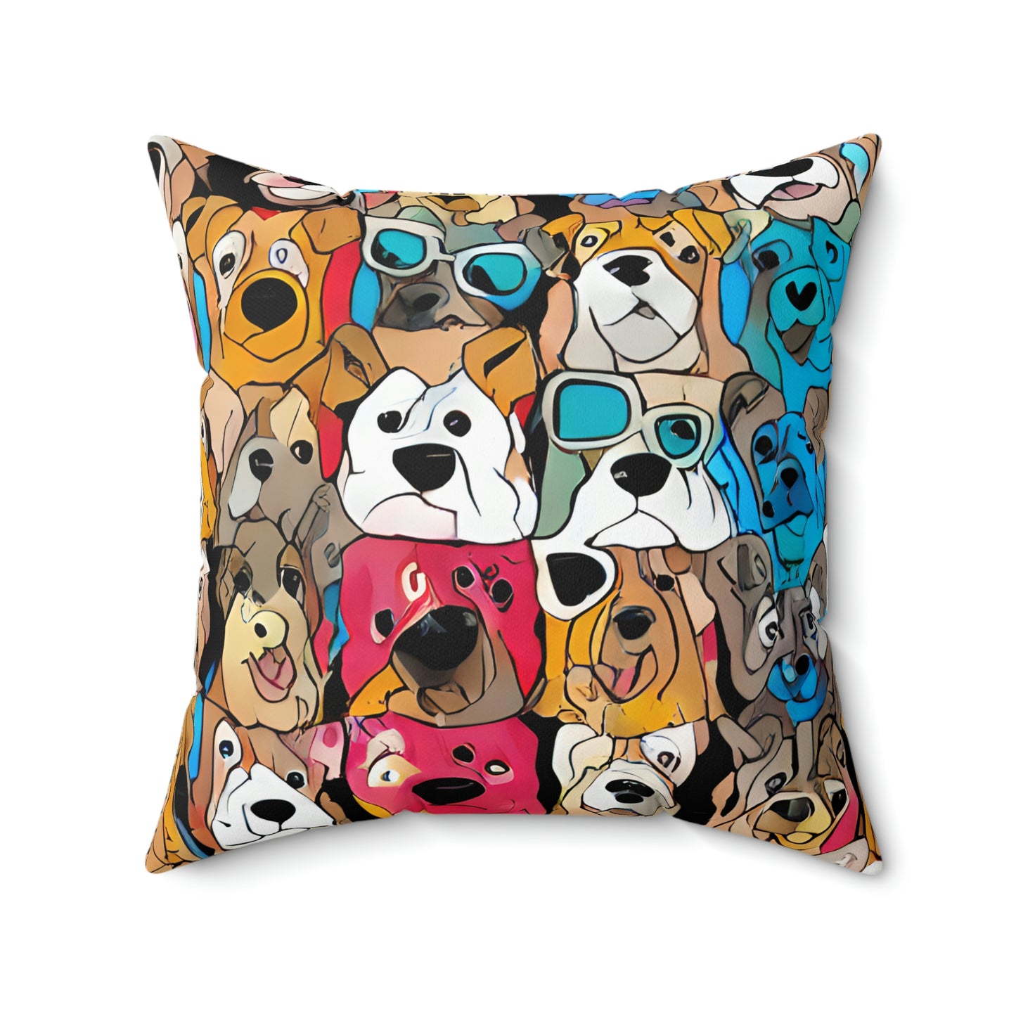 Dog Lovers Cartoon Style Pillow & Cover, Fun, Bright, Happy Home Decor, Room Accent, Indoor Pillow, Artistic, Charming Addition Living Space