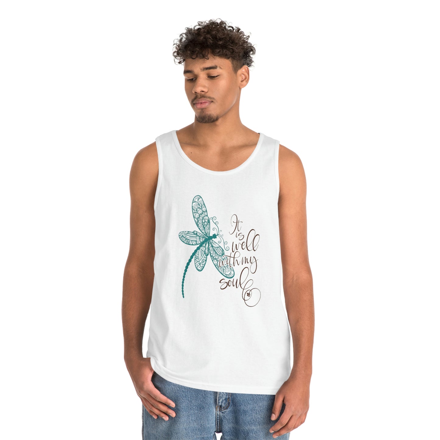 Blue Dragonfly Tank Top Summer Casual Wear Inspirational and Uplifting Sentiment for Women, Girls Lightweight, Perfect for Layering