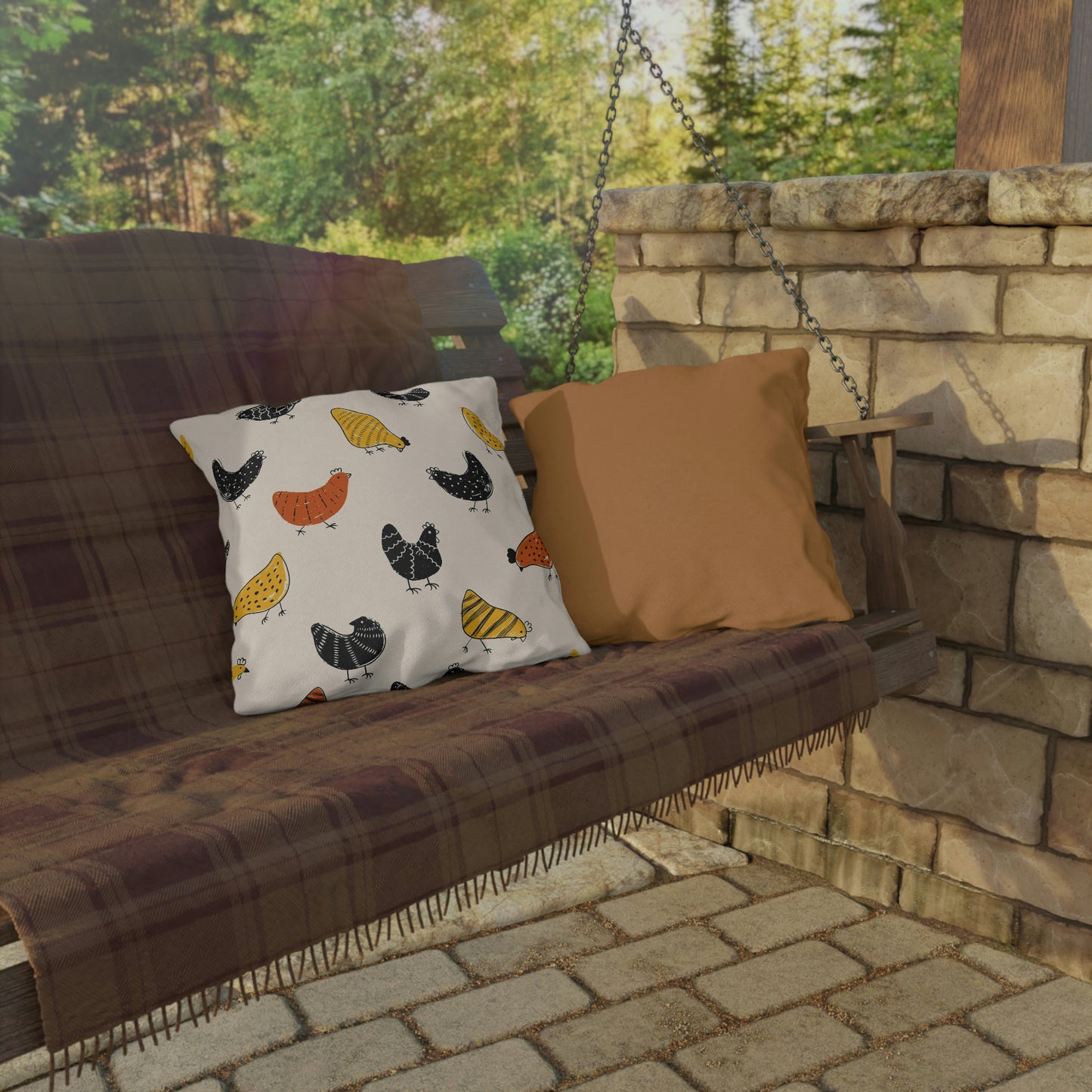 Chicken Lovers Pillow Cover and Form for Outdoor Living, Firepit Seating, Porch Swings
